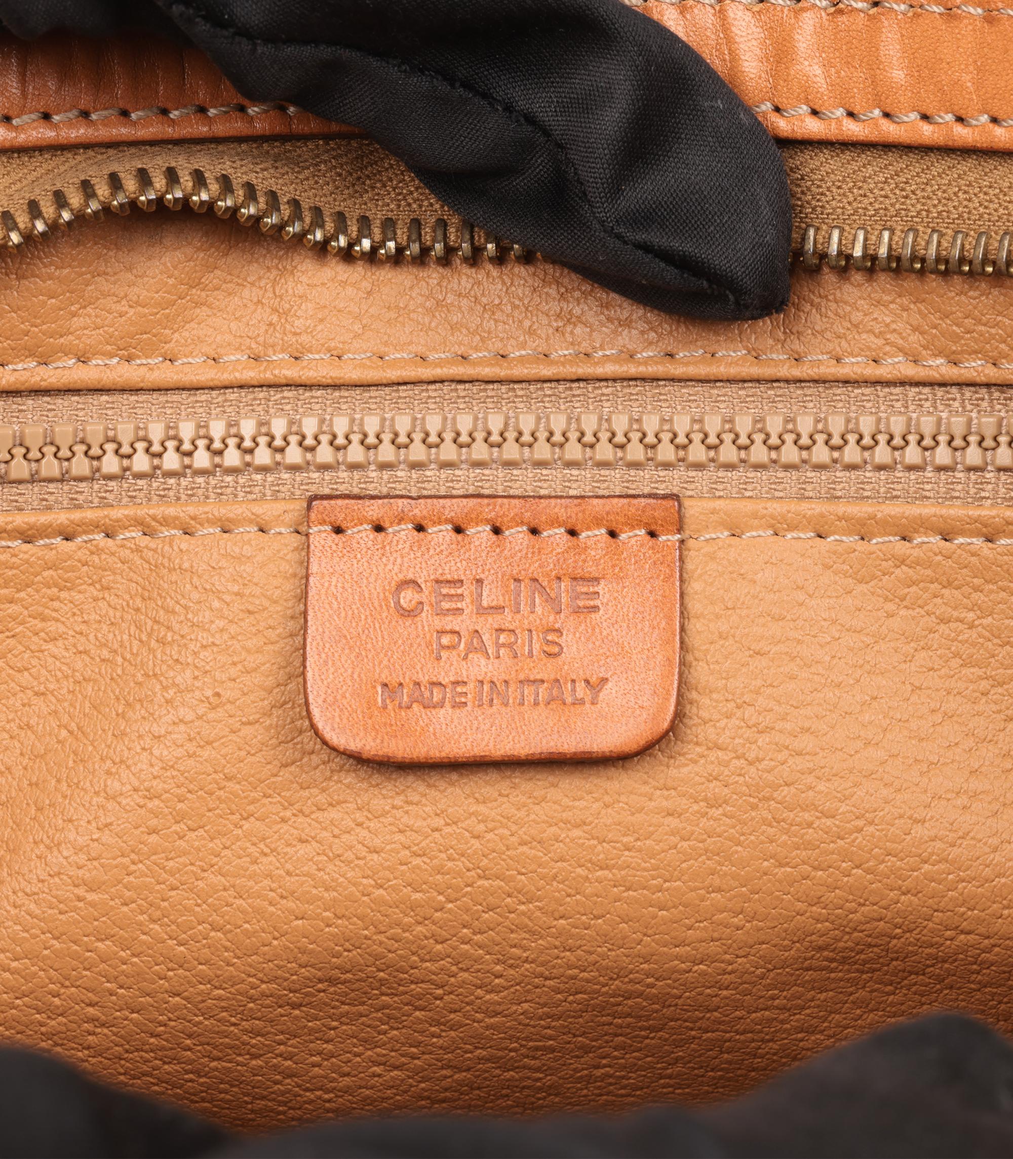 Celine Brown Macadam Monogram Coated Canvas & Calfskin Leather Vintage Wristlet For Sale 5