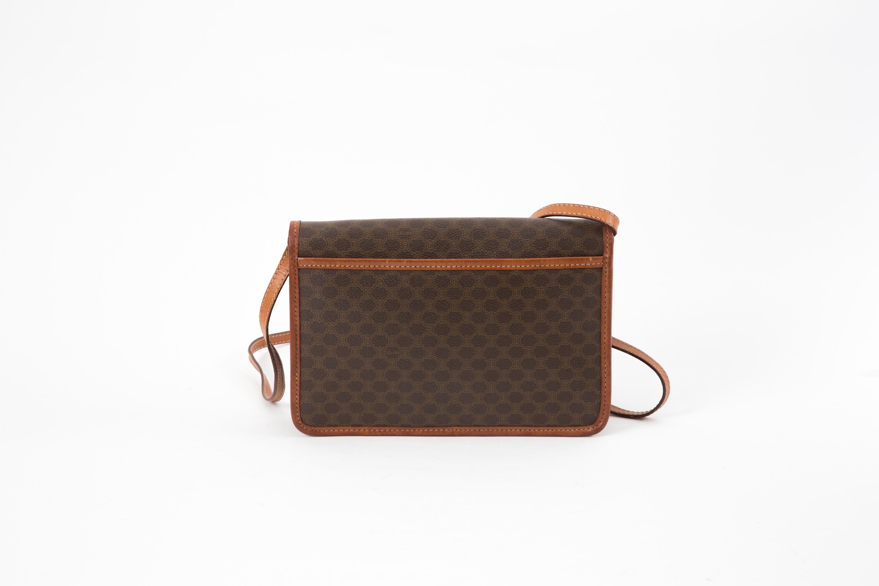 Nero Celine Brown “Macadam” Monogram Shoulder Bag in vendita