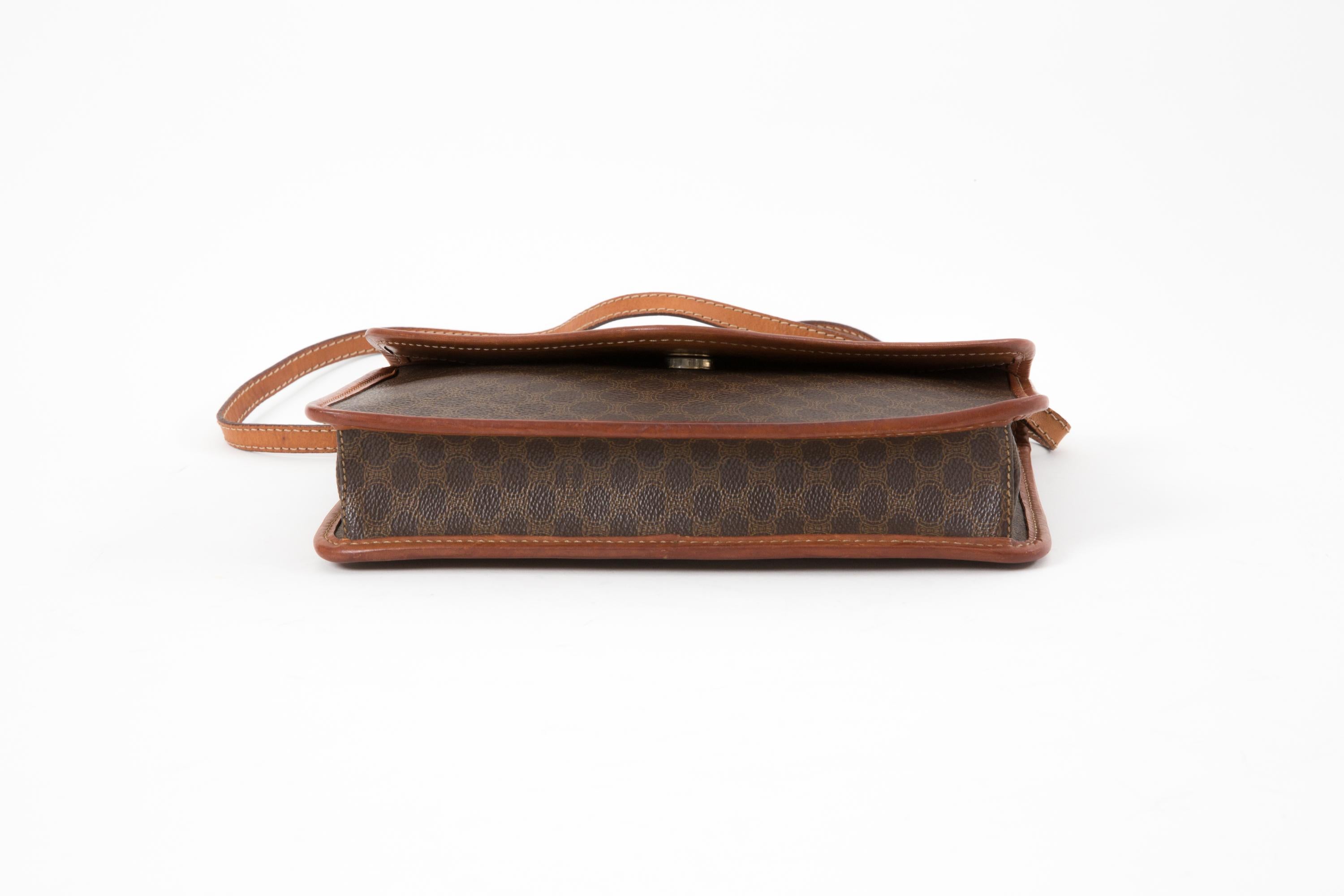 Celine Brown “Macadam” Monogram Shoulder Bag In Good Condition In Paris, FR
