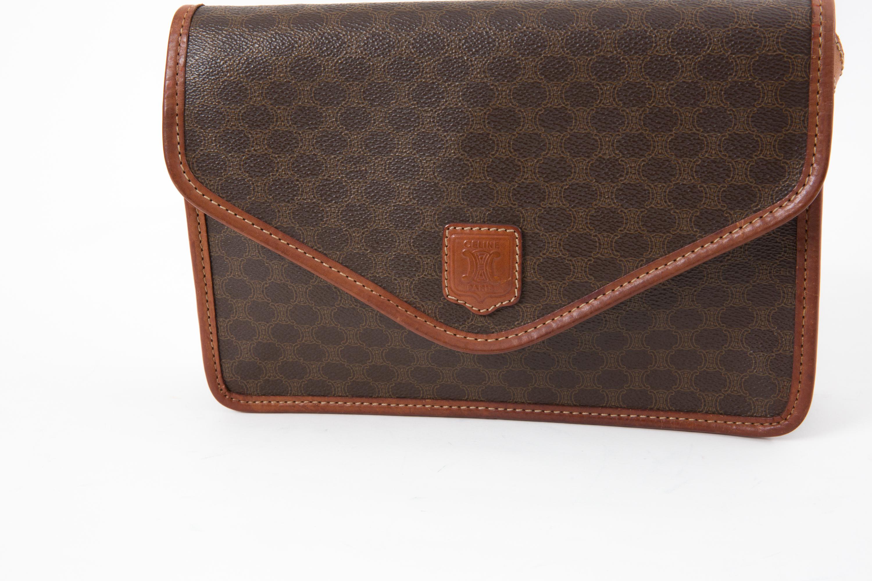 Donna Celine Brown “Macadam” Monogram Shoulder Bag in vendita