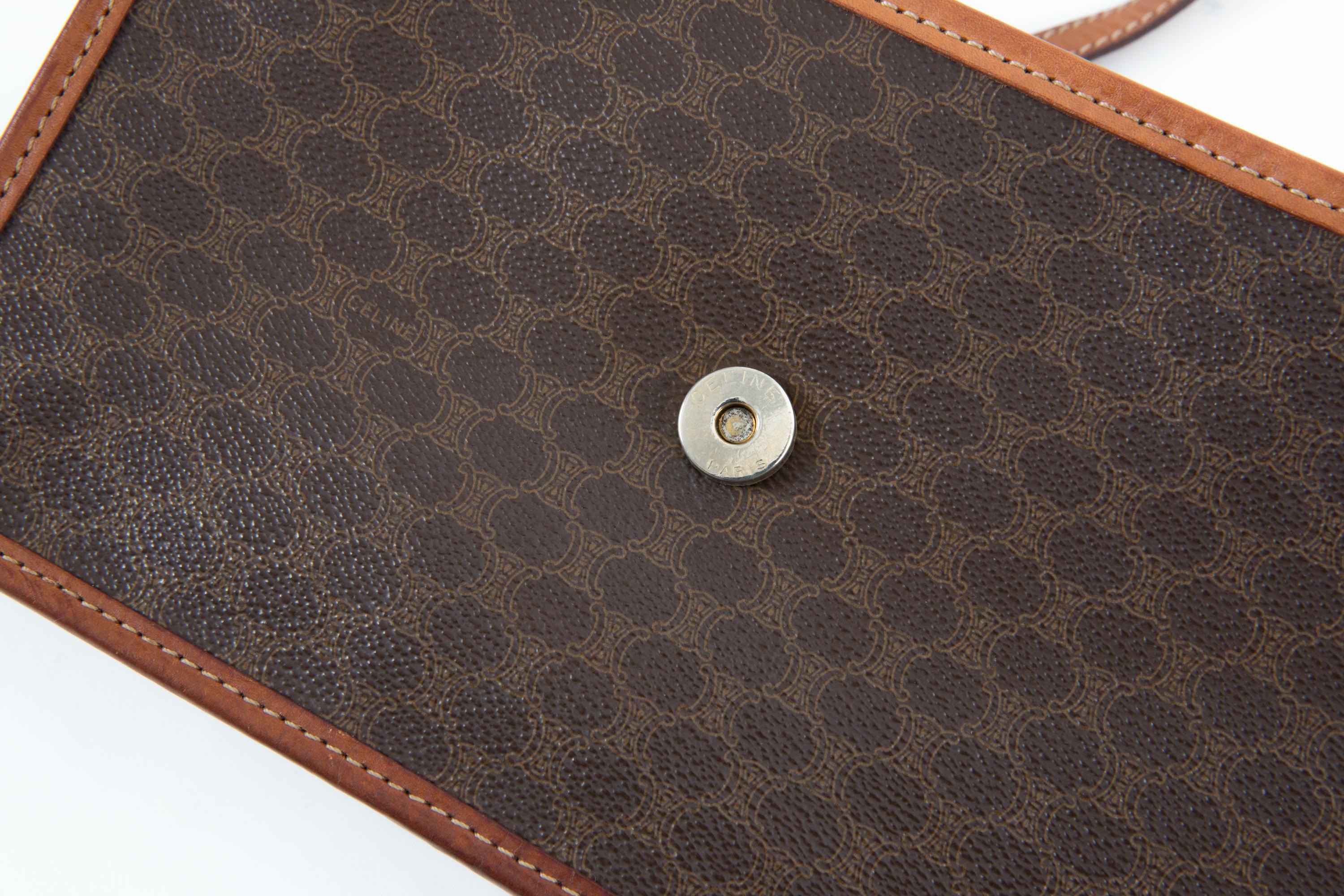 Celine Brown “Macadam” Monogram Shoulder Bag in vendita 1