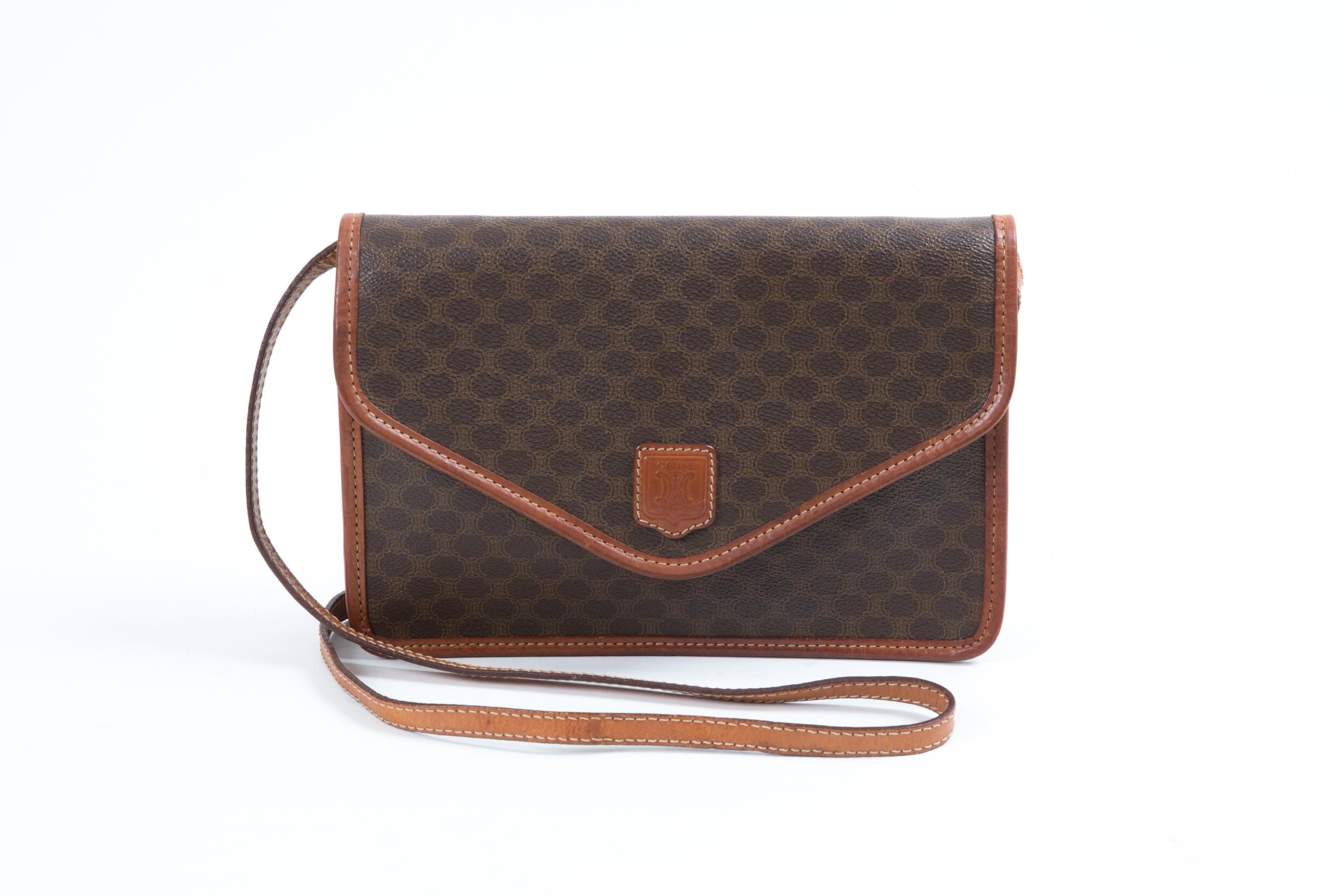 Celine Brown “Macadam” Monogram Shoulder Bag in vendita 4