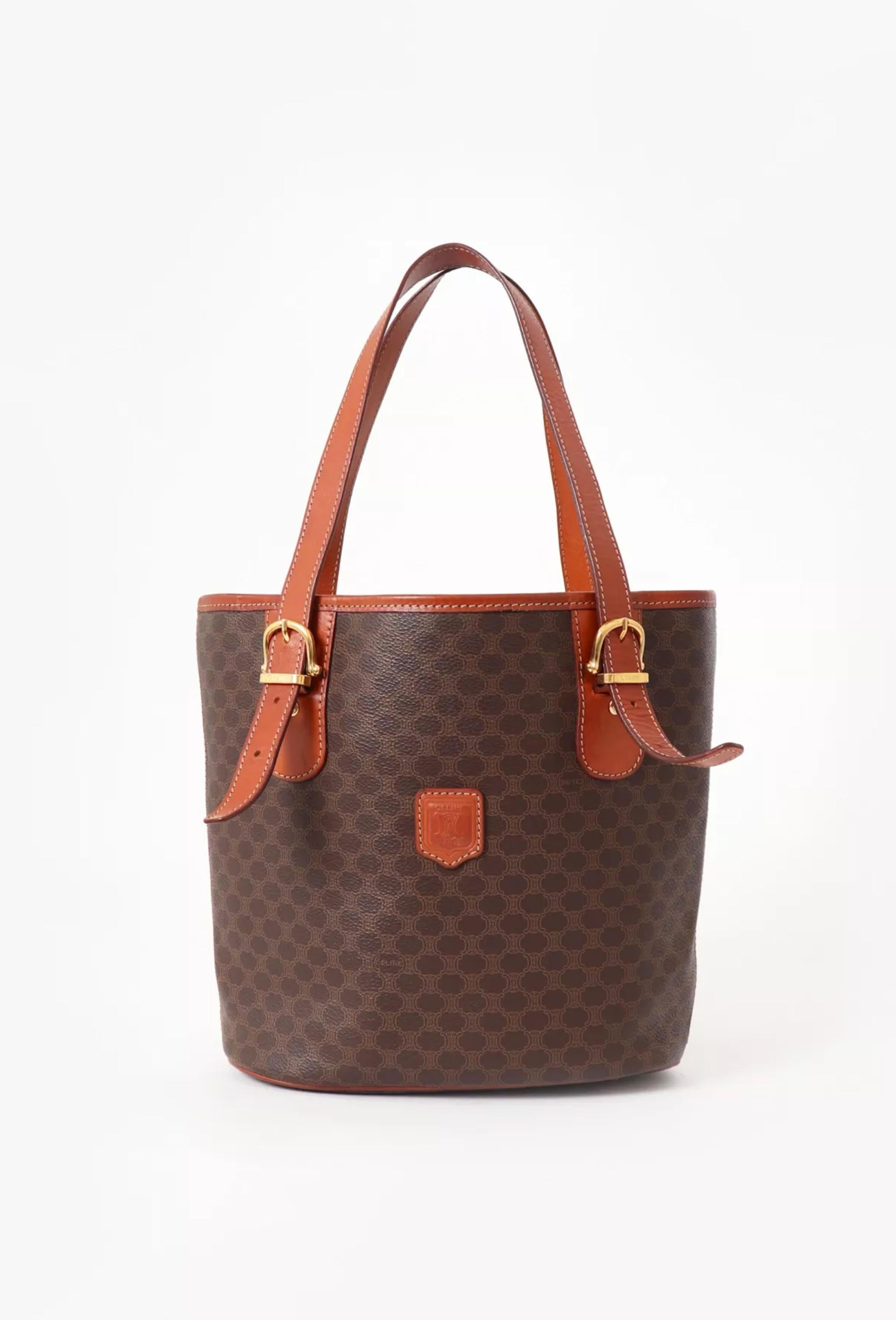 Borsa Tote Celine Marrone Macadam Triomphe Monogram in vendita 6