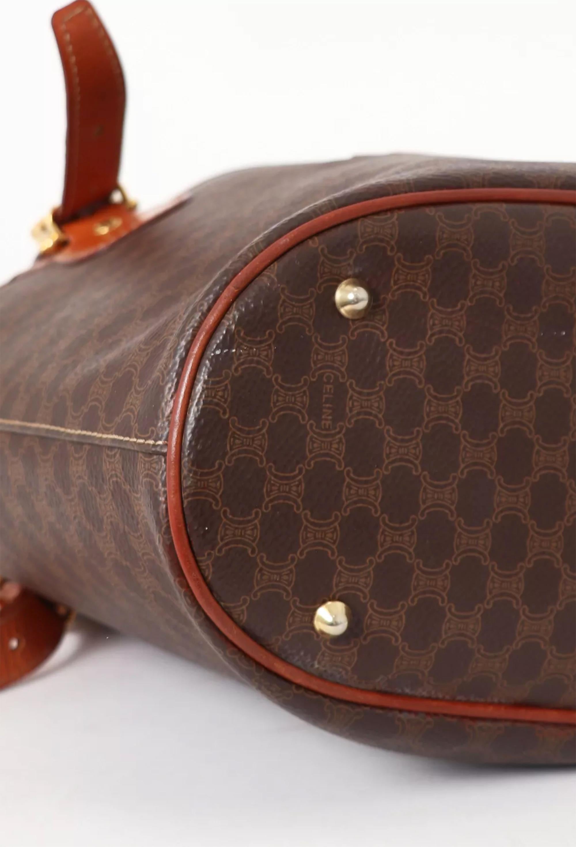 Borsa Tote Celine Marrone Macadam Triomphe Monogram in vendita 1