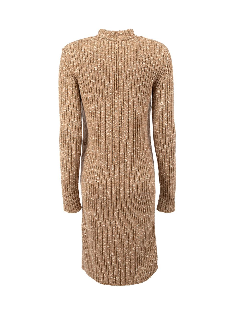Celine Brown Marl Knitted Midi Dress Size S In Excellent Condition For Sale In London, GB
