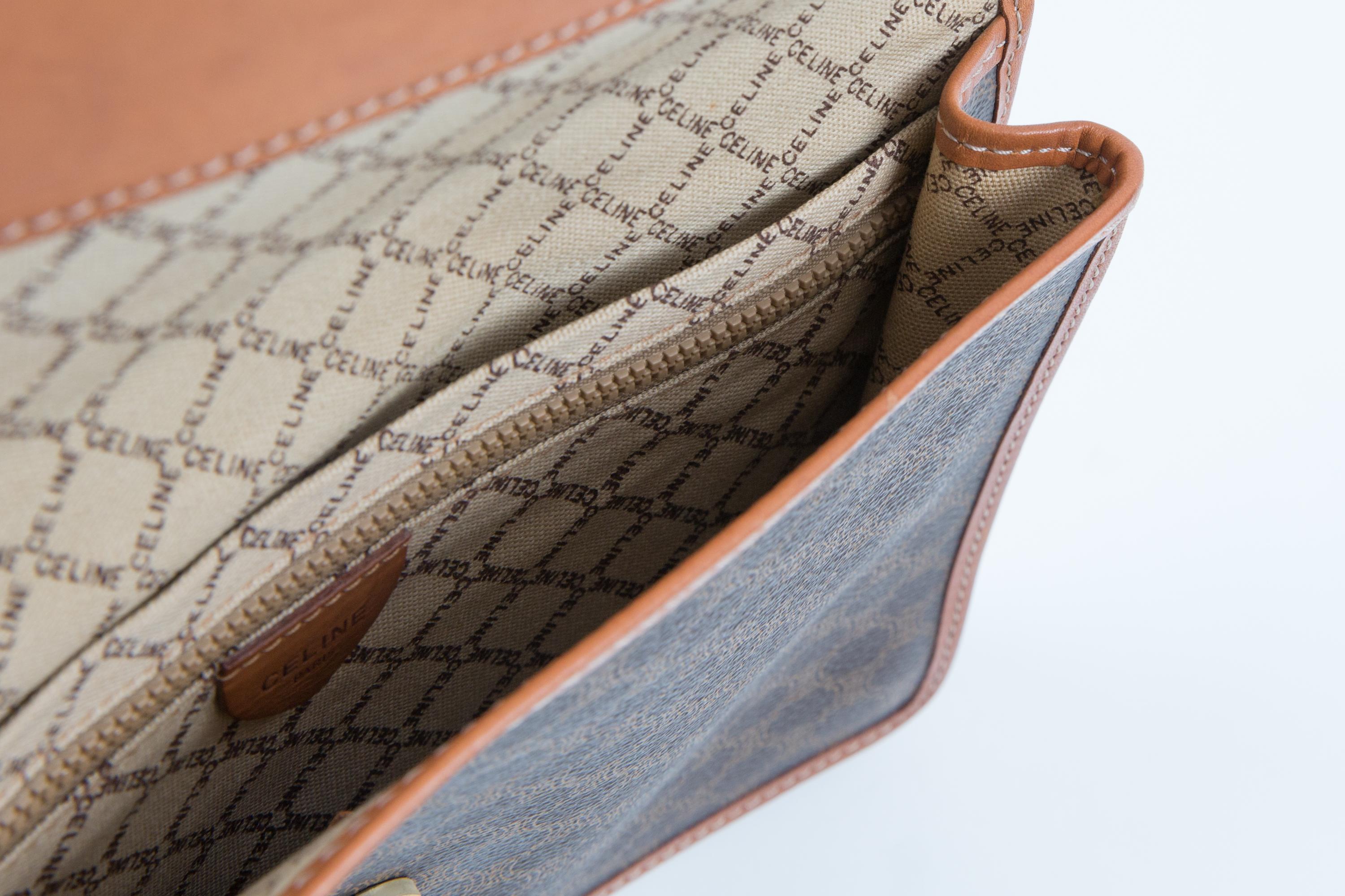 Celine Brown Monogram Triomphe Envelope Clutch Bag For Sale 3