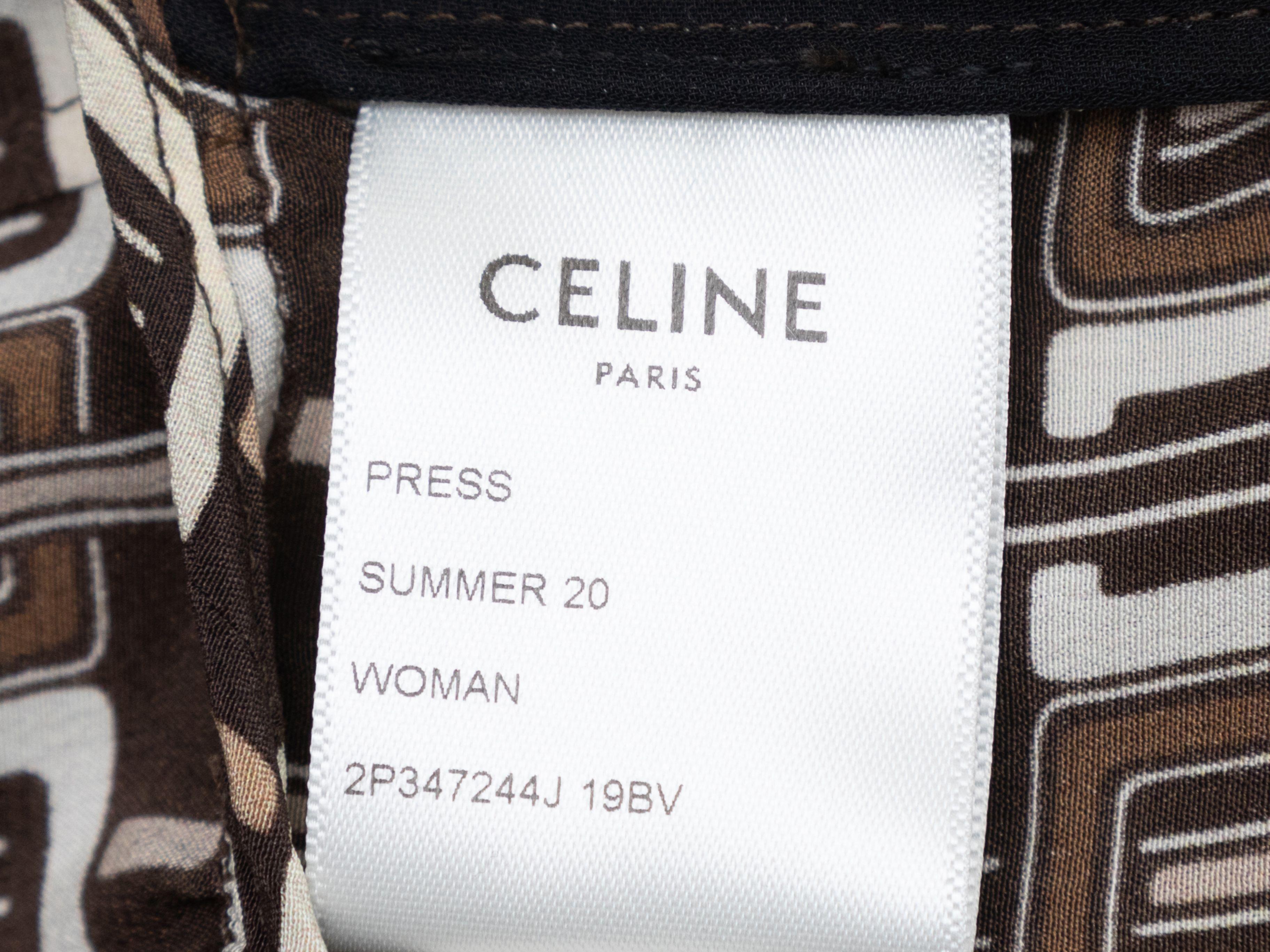 Celine Brown & Multicolor Silk Geometric Print Jumpsuit In Good Condition In New York, NY