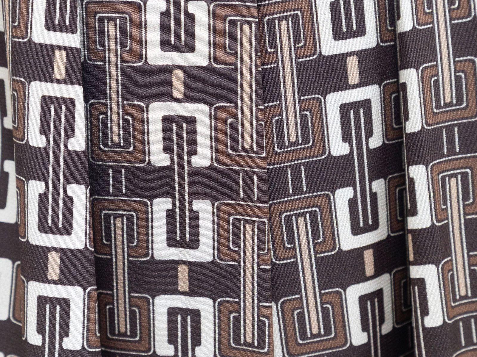 Celine Brown & Multicolor Silk Geometric Print Jumpsuit 2