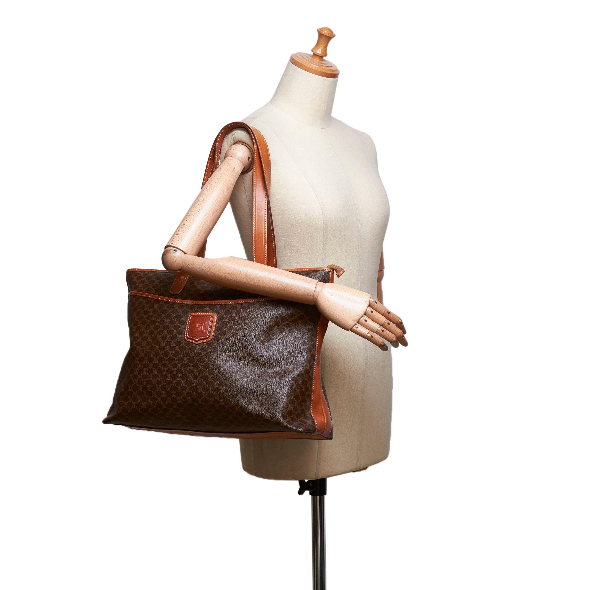 Celine Brown PVC Plastic Macadam Shoulder Bag France 8