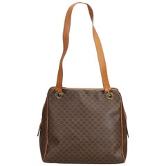 Celine Brown PVC Plastic Macadam Shoulder Bag France