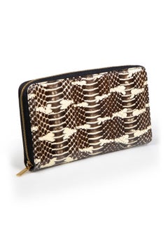 Céline Brown Python Leather Zip Around Wallet