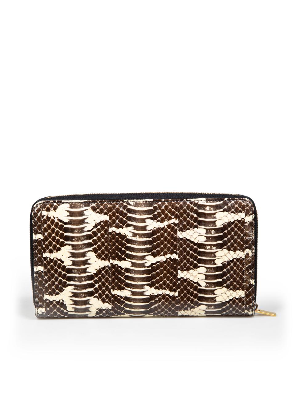 Céline Brown Python Leather Zip Around Wallet In Excellent Condition For Sale In London, GB