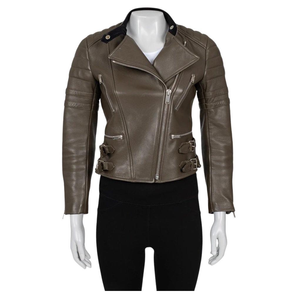 Celine Braun gesteppte Lederjacke - Größe FR38 (US M) im Angebot