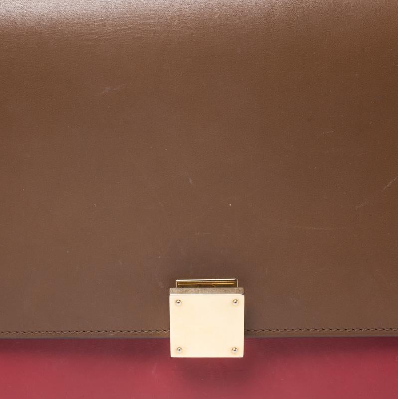 Celine Brown/Red Leather Large Classic Box Bag 3