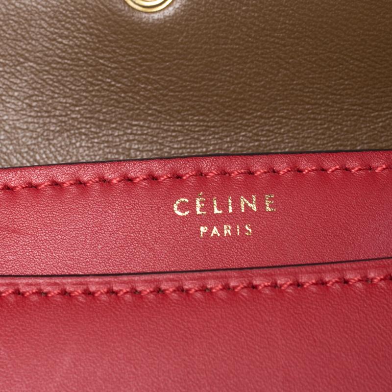 Celine Brown/Red Leather Large Classic Box Bag In Good Condition In Dubai, Al Qouz 2