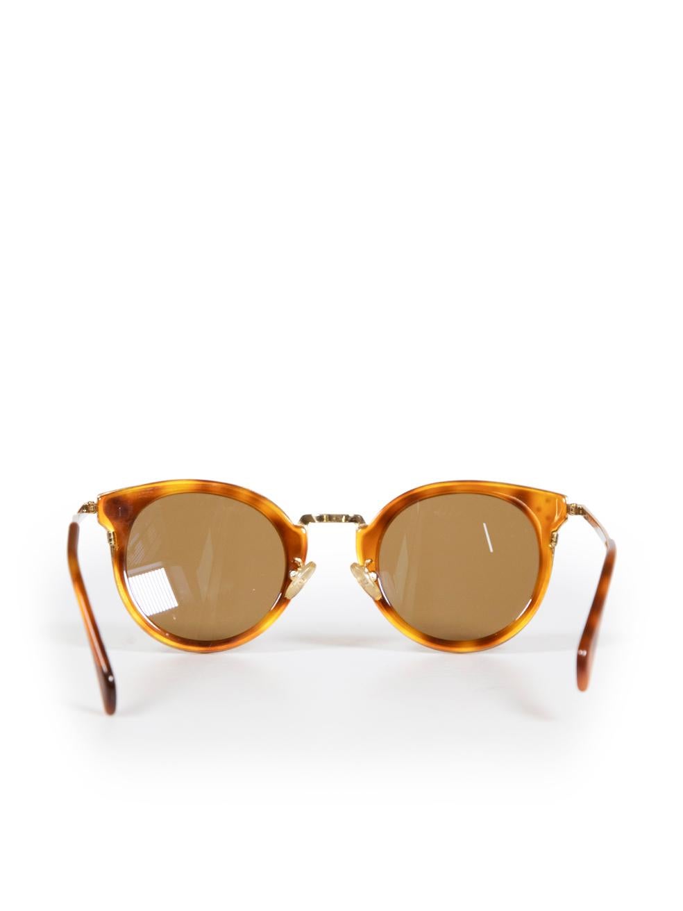 Céline Brown Round Tortoiseshell Sunglasses In Good Condition For Sale In London, GB