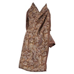 CELINE brown silk GOLD LUREX PAISLEY Scarf Shawl