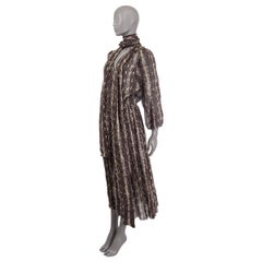 CELINE brown silk SNAKE PRINT LONG PLEATED FLUID Dress S