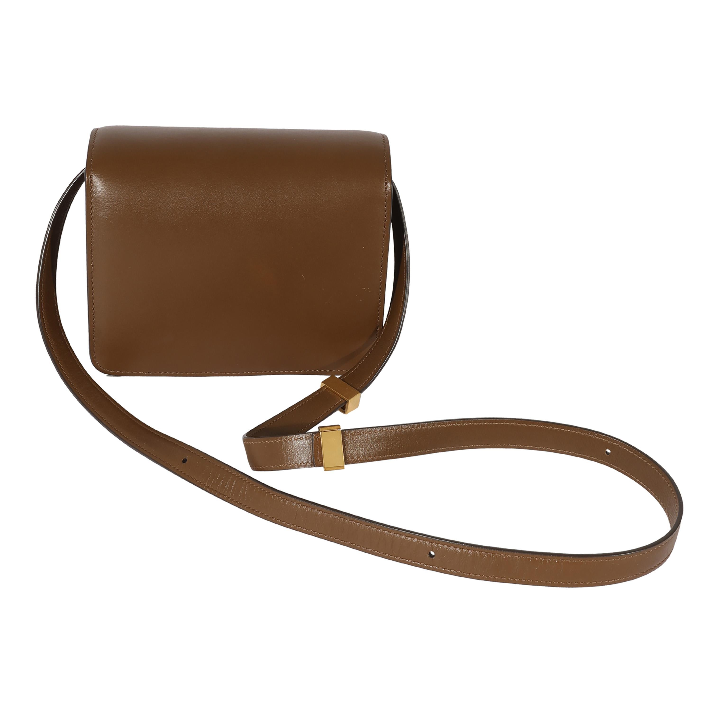 Celine Brown Smooth Leather Small Box Bag In Excellent Condition For Sale In New York, NY
