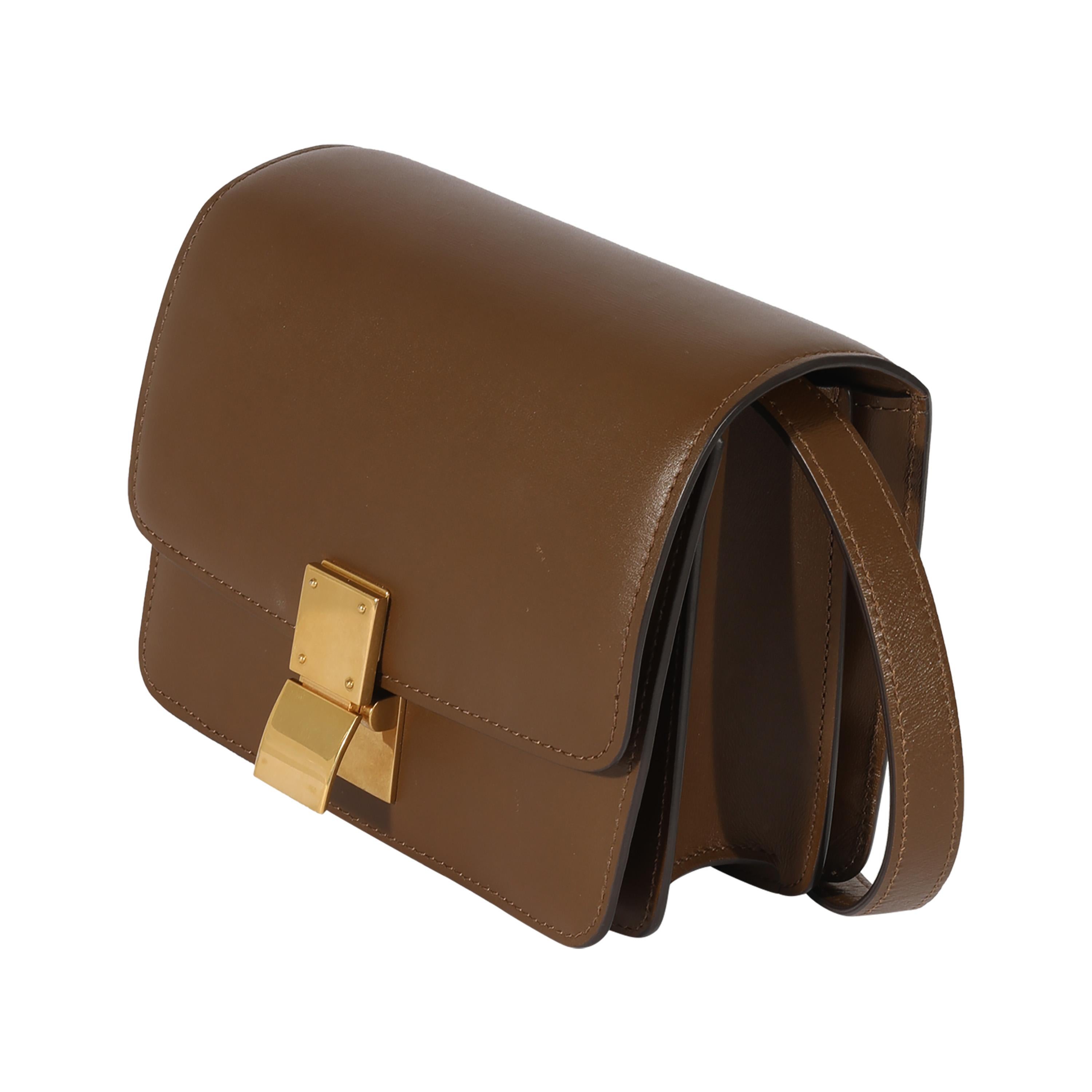 Women's or Men's Celine Brown Smooth Leather Small Box Bag For Sale