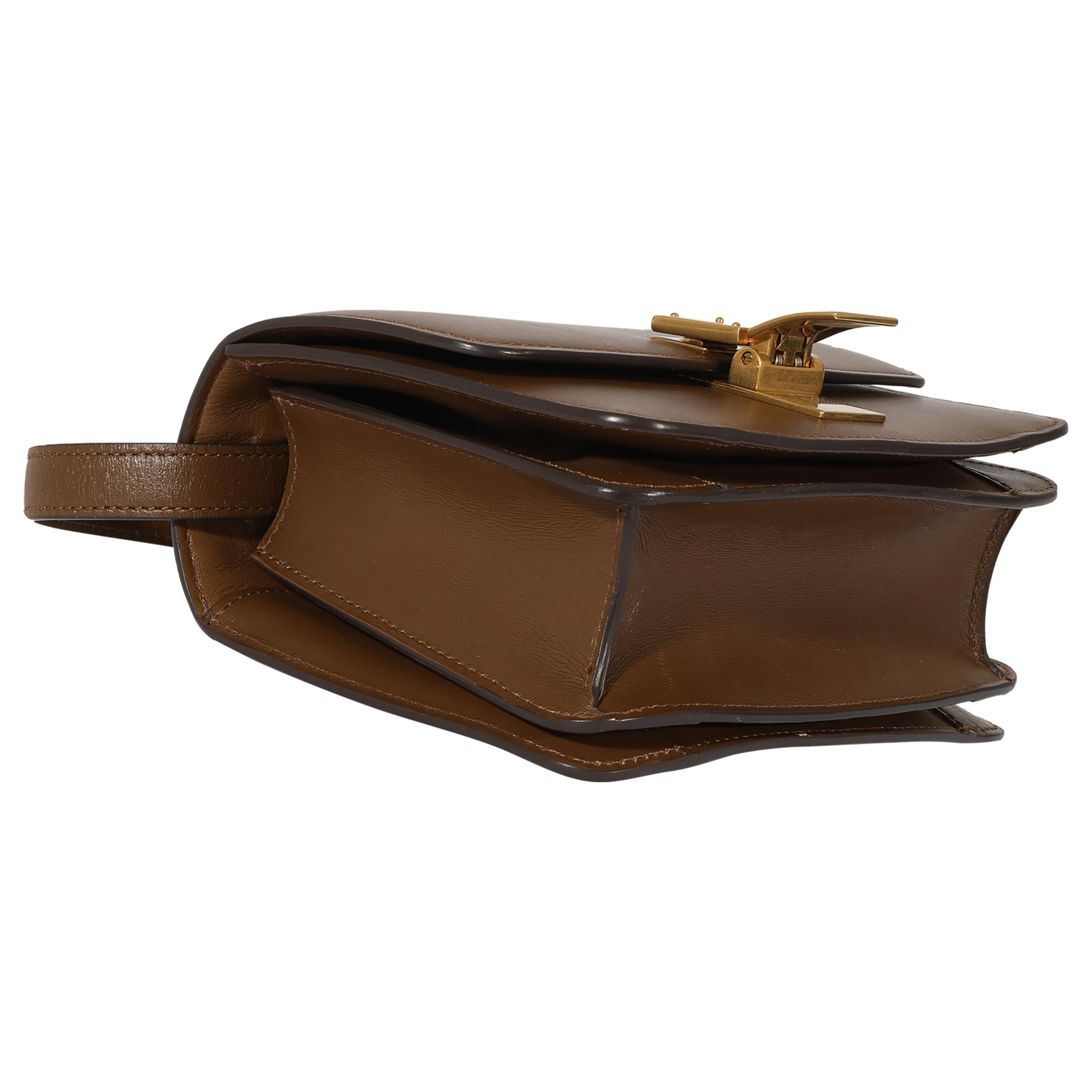 Celine Brown Smooth Leather Small Box Bag For Sale 3
