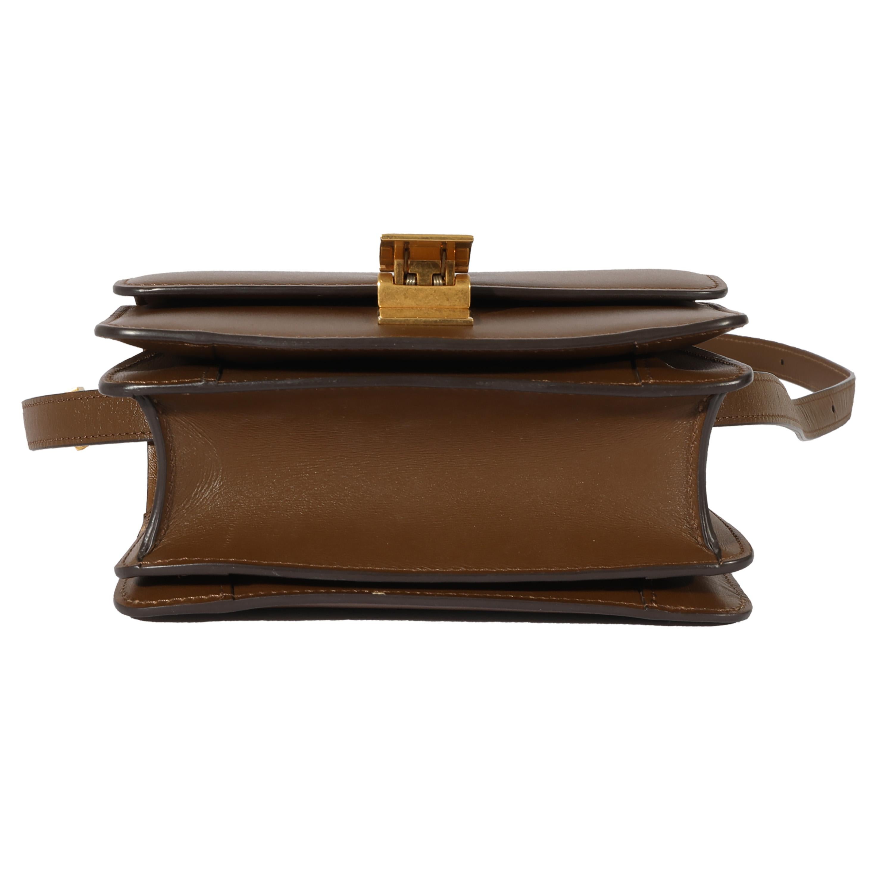 Celine Brown Smooth Leather Small Box Bag For Sale 4