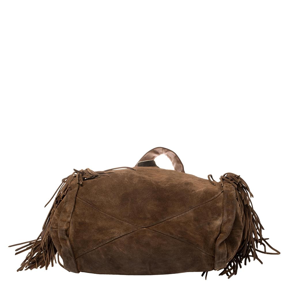 brown suede fringe purse