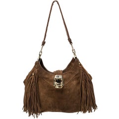 Celine Brown Suede and Leather Fringe Dimitri Shoulder Bag