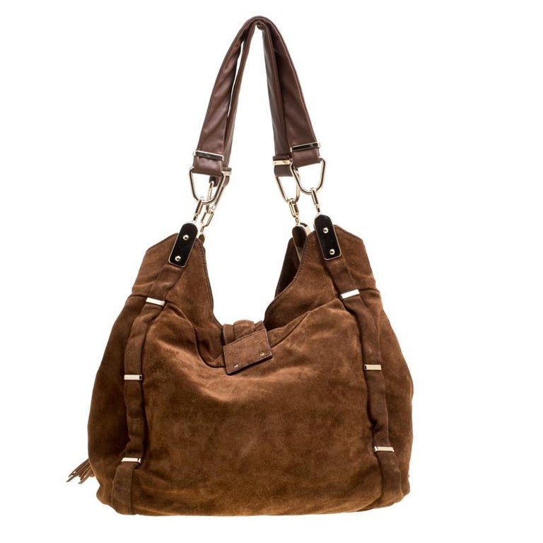 Celine Brown Suede Fringed Dimitri Hobo For Sale at 1stDibs