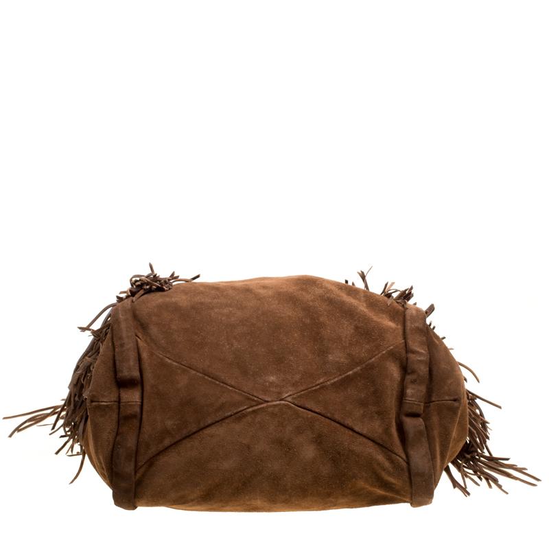 Celine Brown Suede Fringed Dimitri Hobo 2