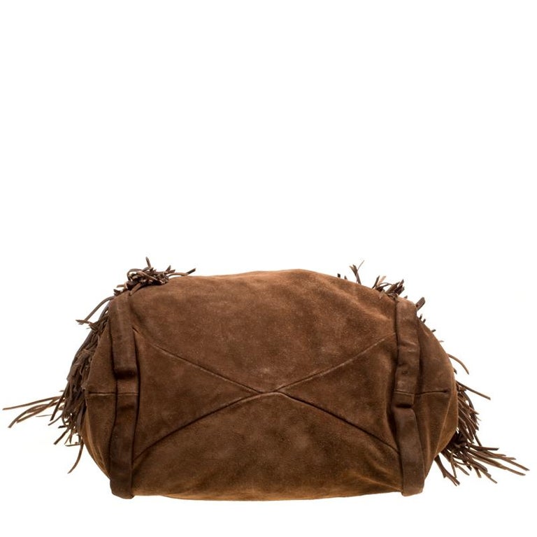 Celine Brown Suede Fringed Dimitri Hobo For Sale at 1stDibs