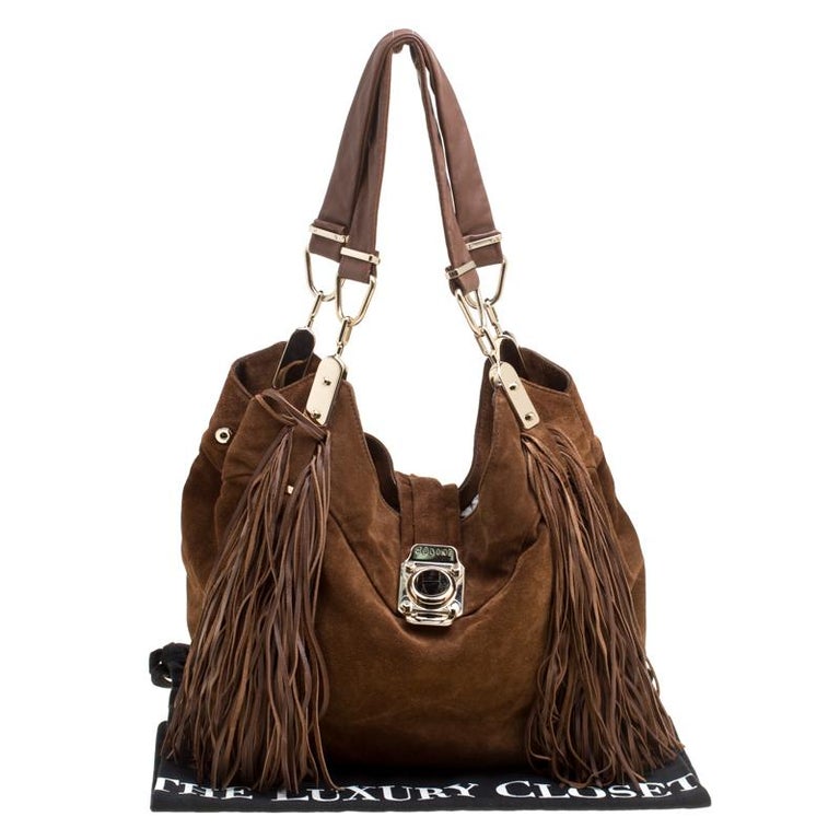 Celine Brown Suede Fringed Dimitri Hobo For Sale at 1stDibs