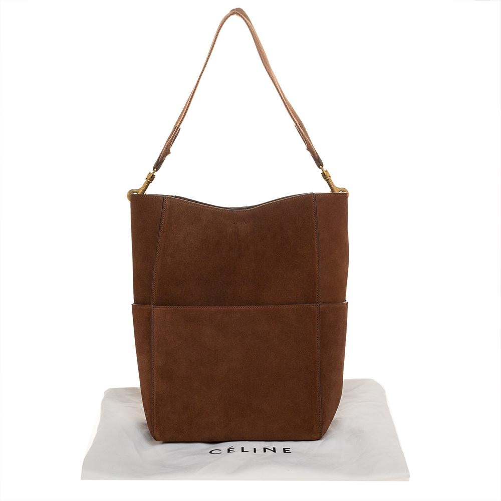 Celine Brown Suede Sangle Bucket Bag 5