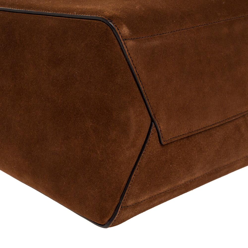 Women's Celine Brown Suede Sangle Bucket Bag