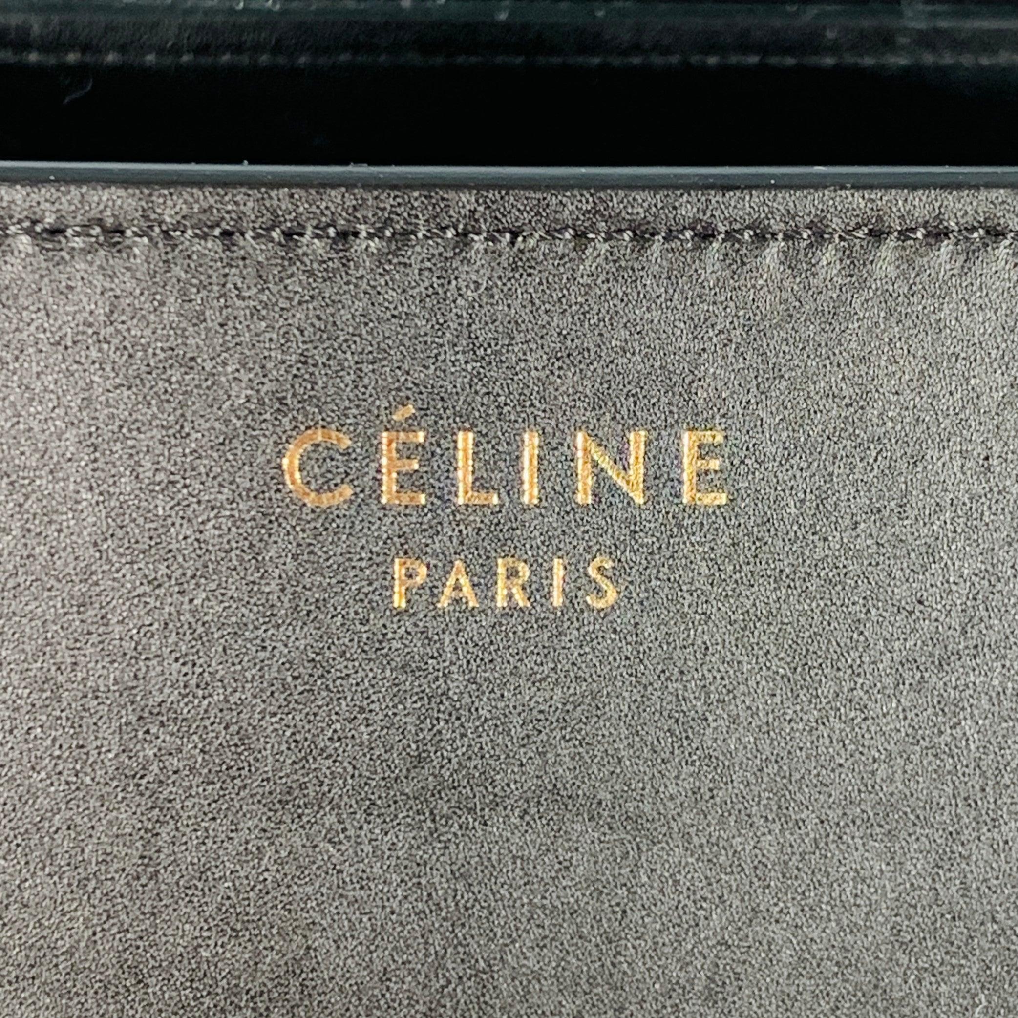 CELINE Brown Taupe Color Block Leather Tote Handbag In Good Condition For Sale In San Francisco, CA