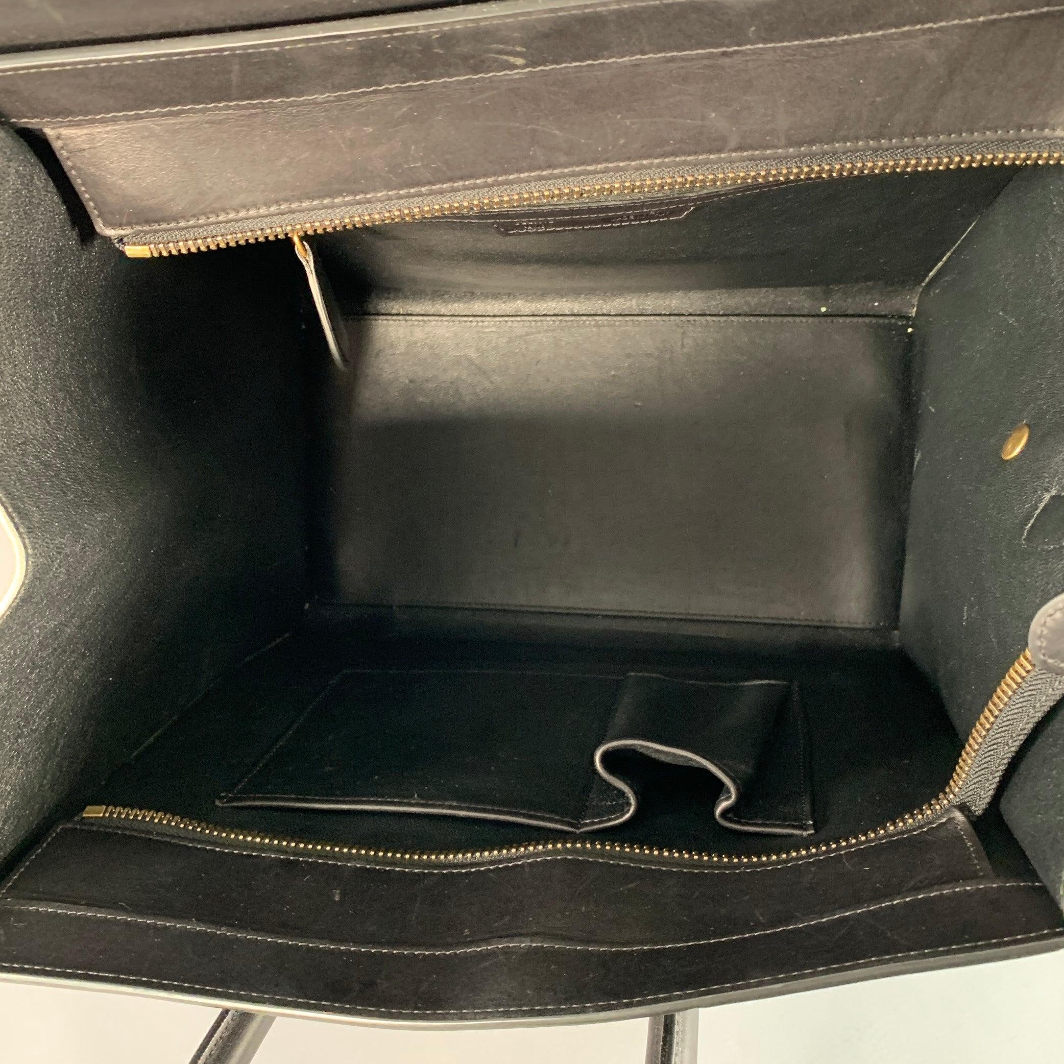 CELINE Brown Taupe Color Block Leather Tote Handbag For Sale 4
