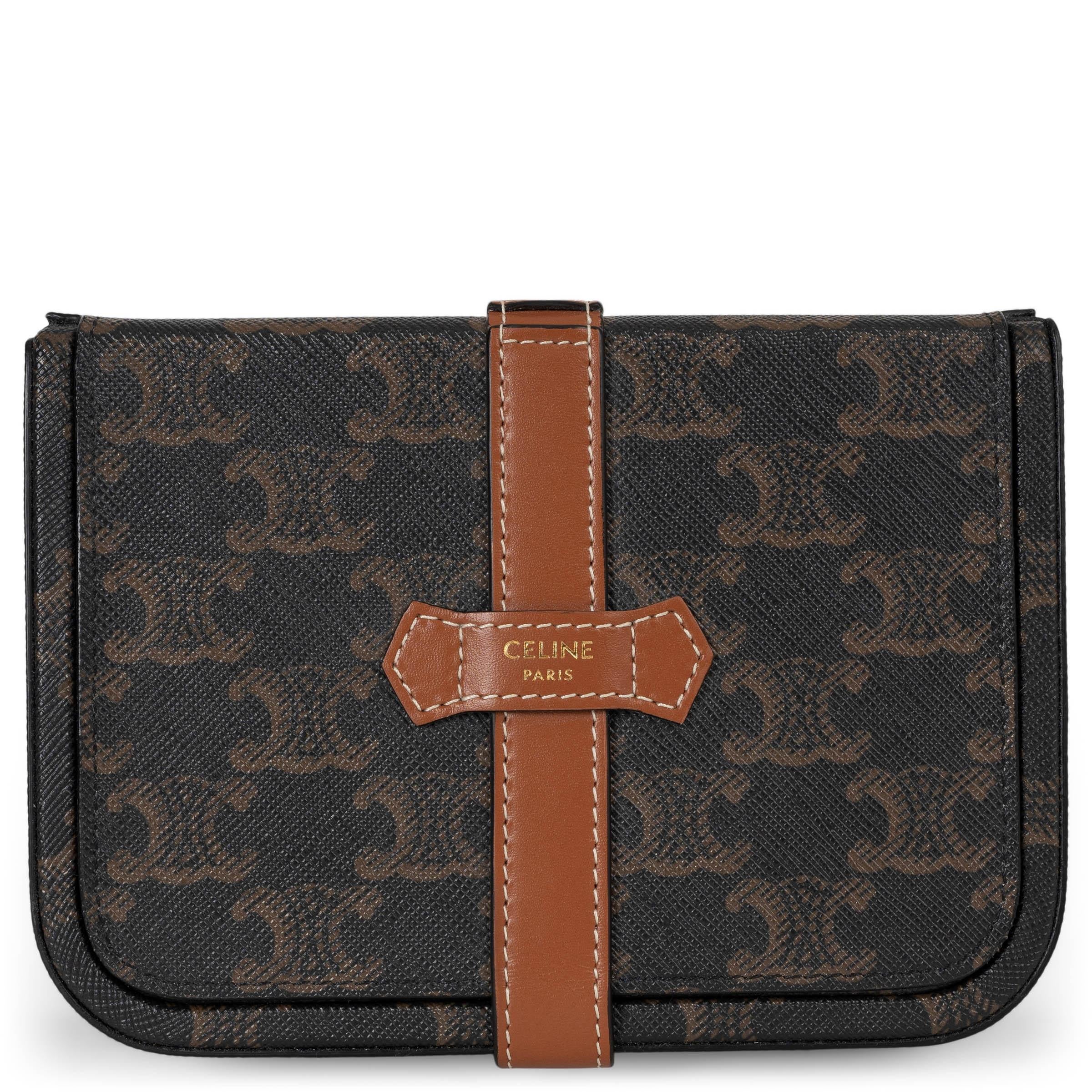 Black CELINE brown Triomphe canvas LARGE JEWELS CASE Bag For Sale