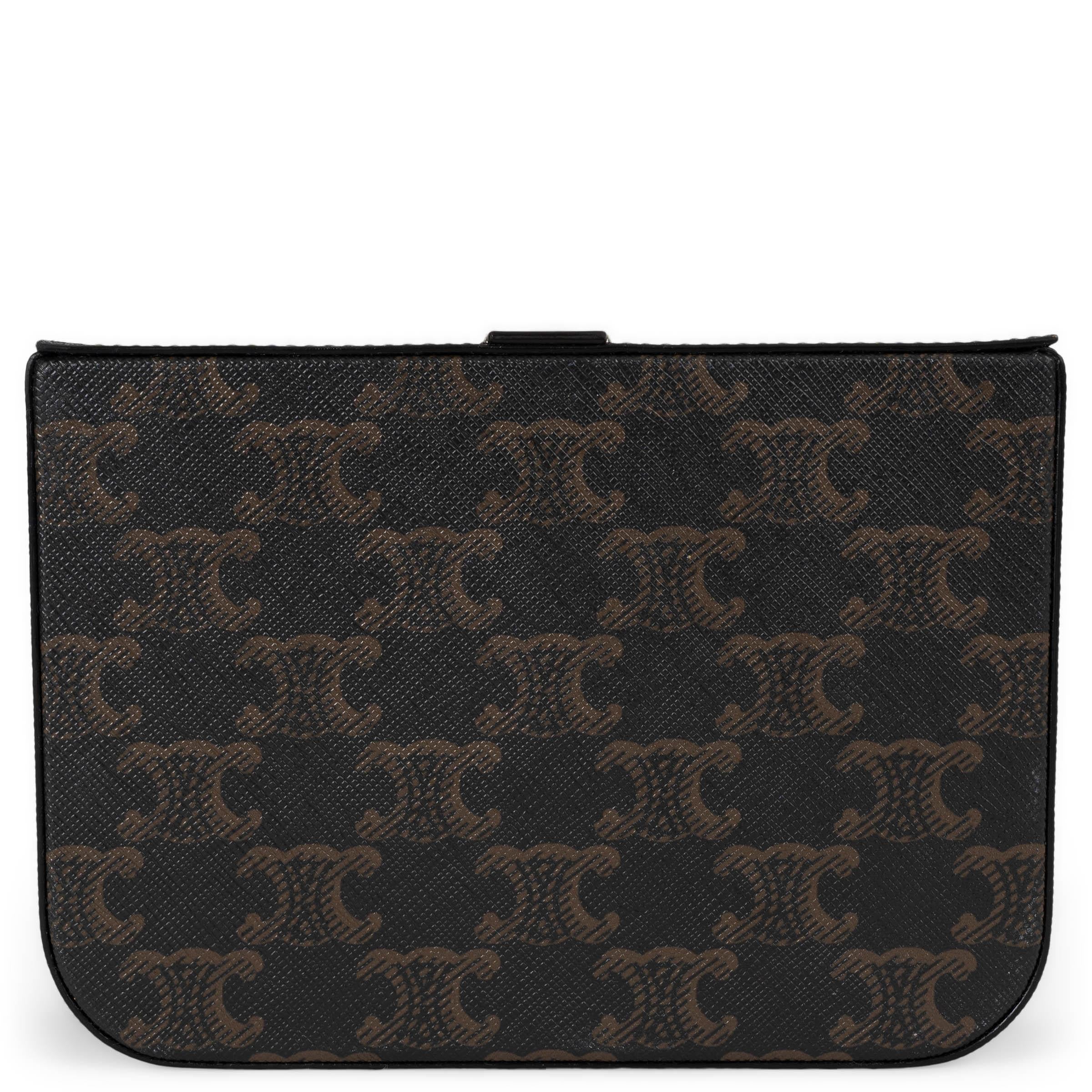 CELINE brown Triomphe canvas LARGE JEWELS CASE Bag In Excellent Condition For Sale In Zürich, CH