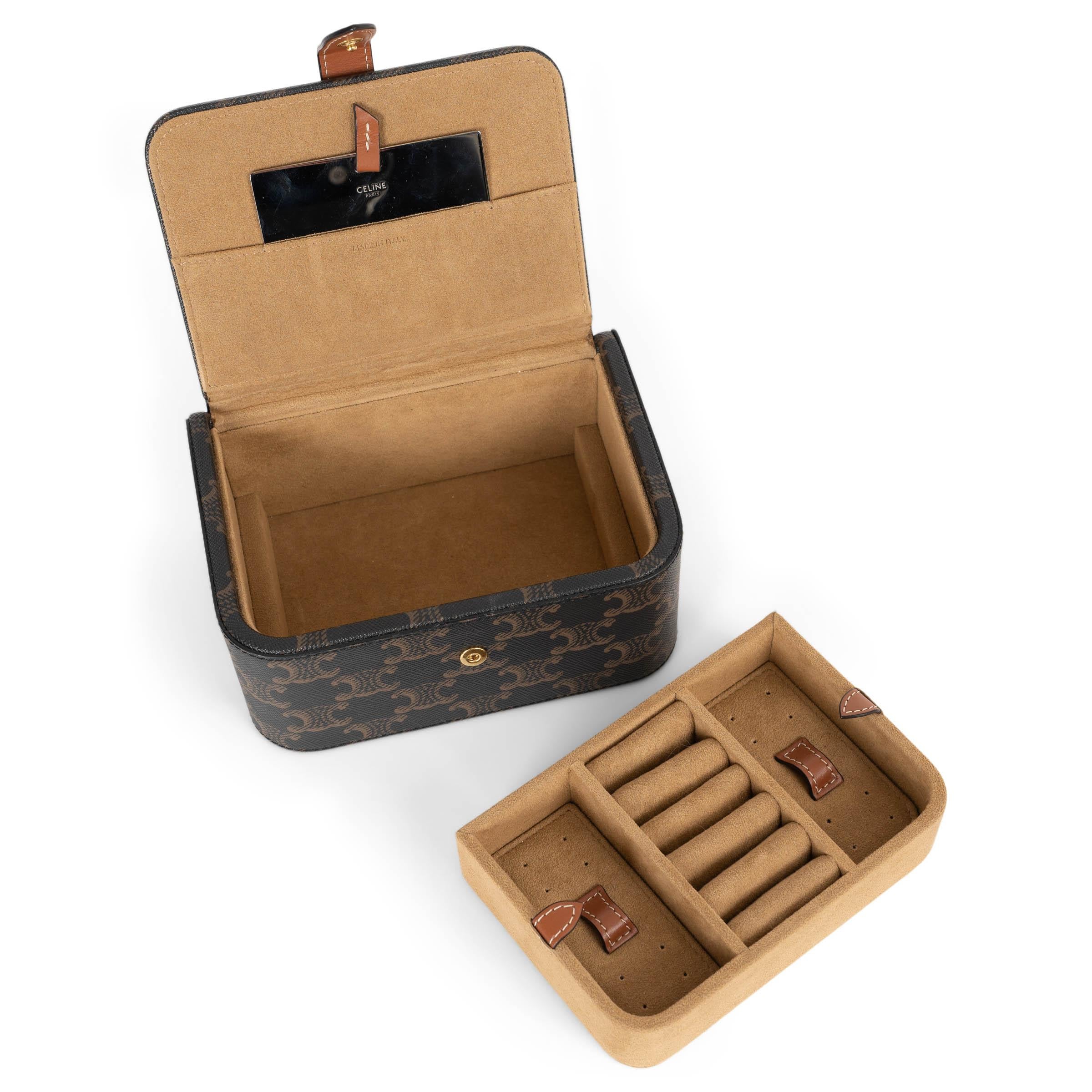 CELINE brown Triomphe canvas LARGE JEWELS CASE Bag For Sale 1