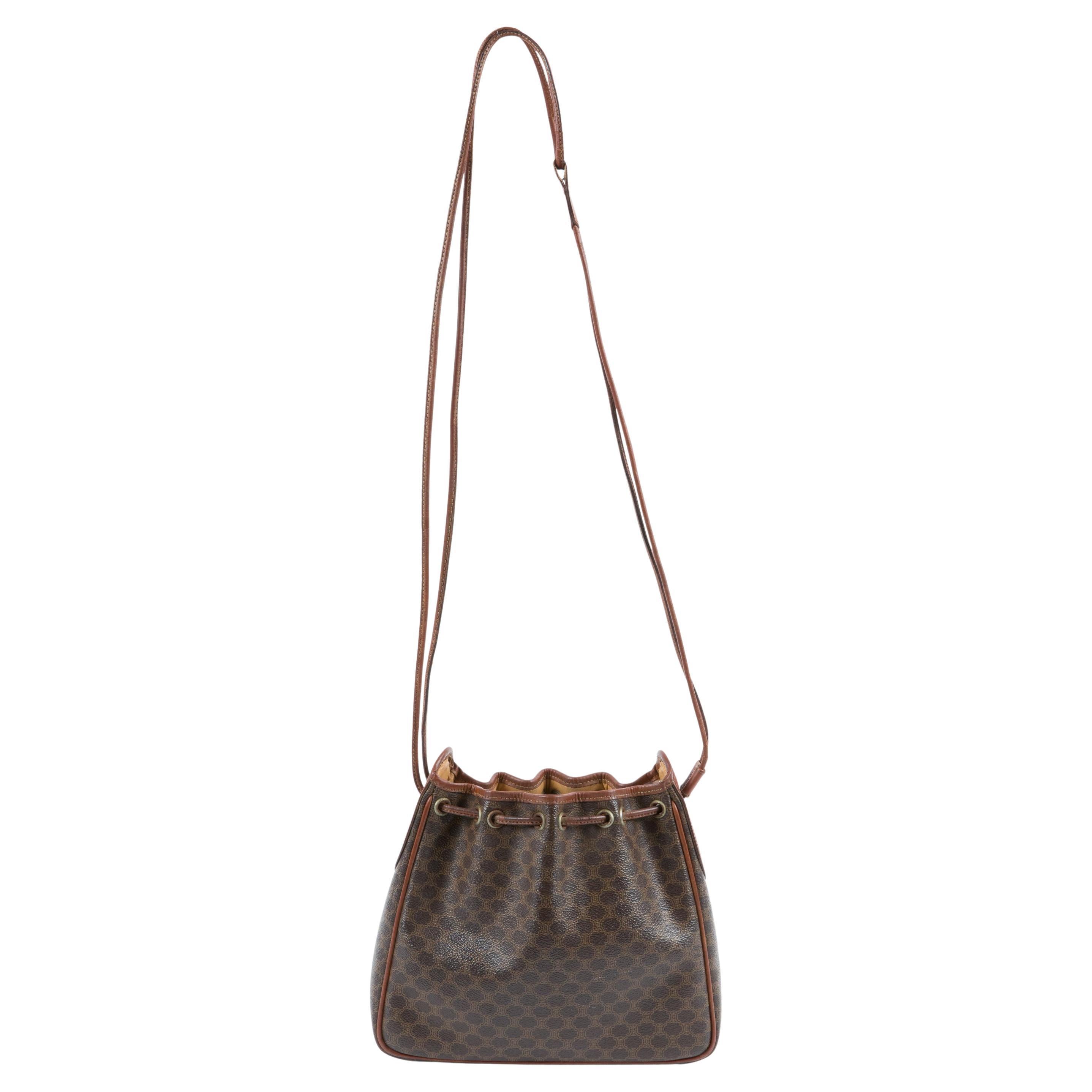Celine Brown Triomphe Monogram Shoulder Bag en venta
