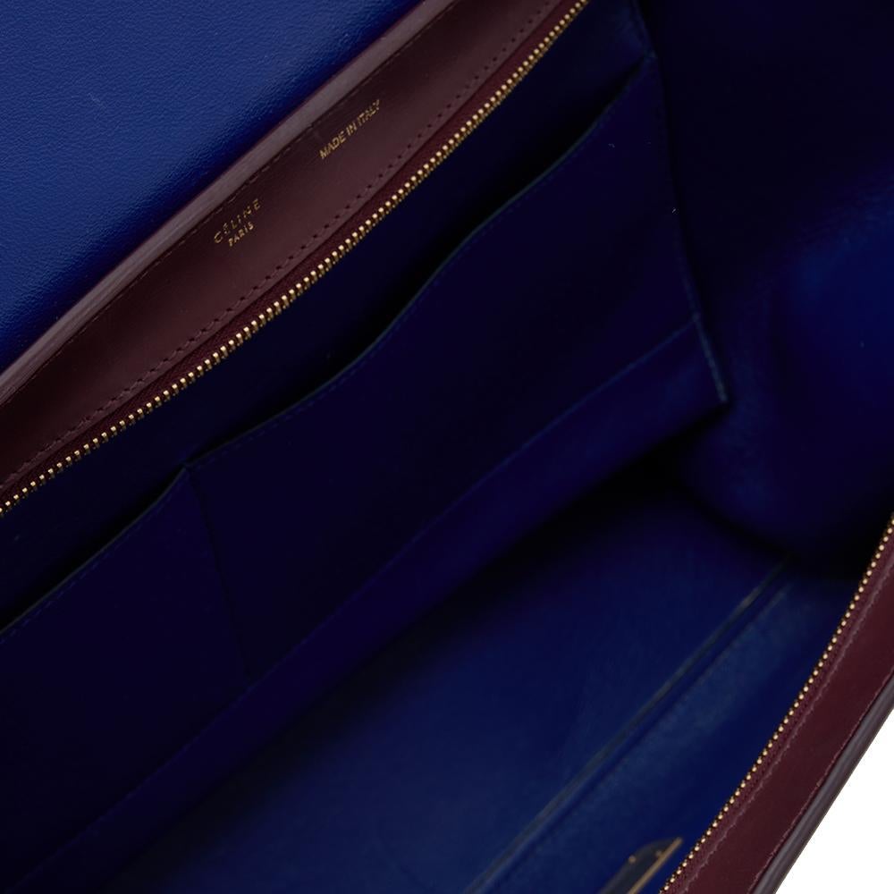 Celine Burgundy/Blue Leather And Suede Medium Trapeze Bag 4