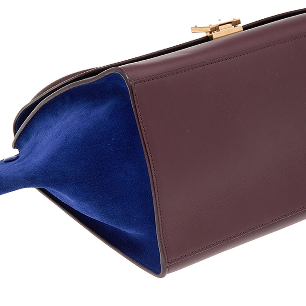 Celine Burgundy/Blue Leather And Suede Medium Trapeze Bag 1