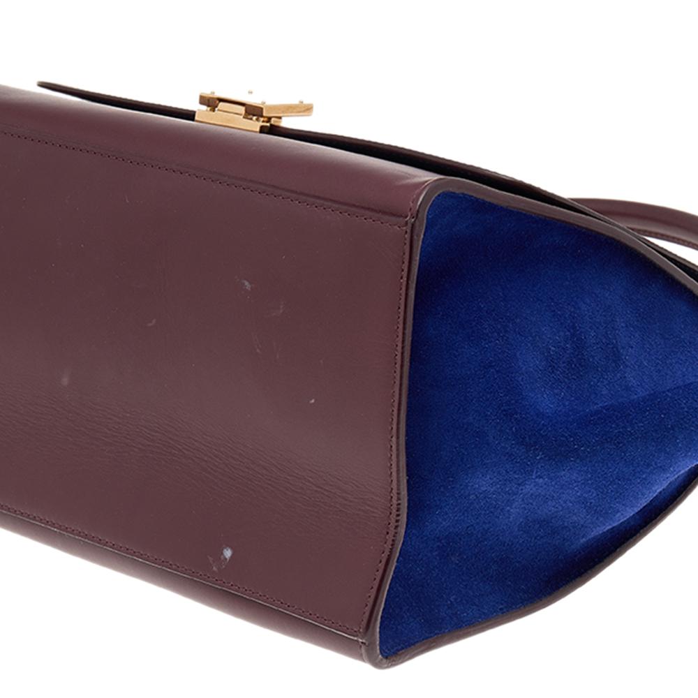 Celine Burgundy/Blue Leather And Suede Medium Trapeze Bag 2