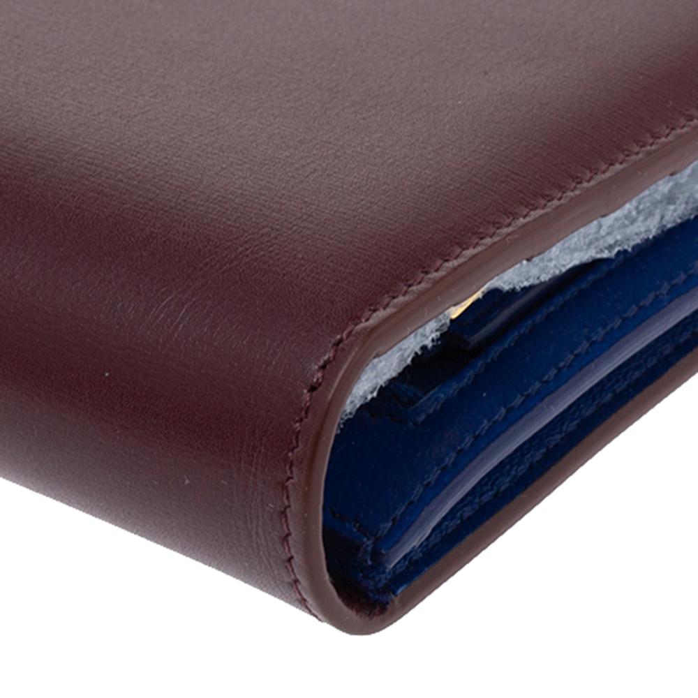 Celine Burgundy/Blue Leather Large Multifunction Strap Wallet 1