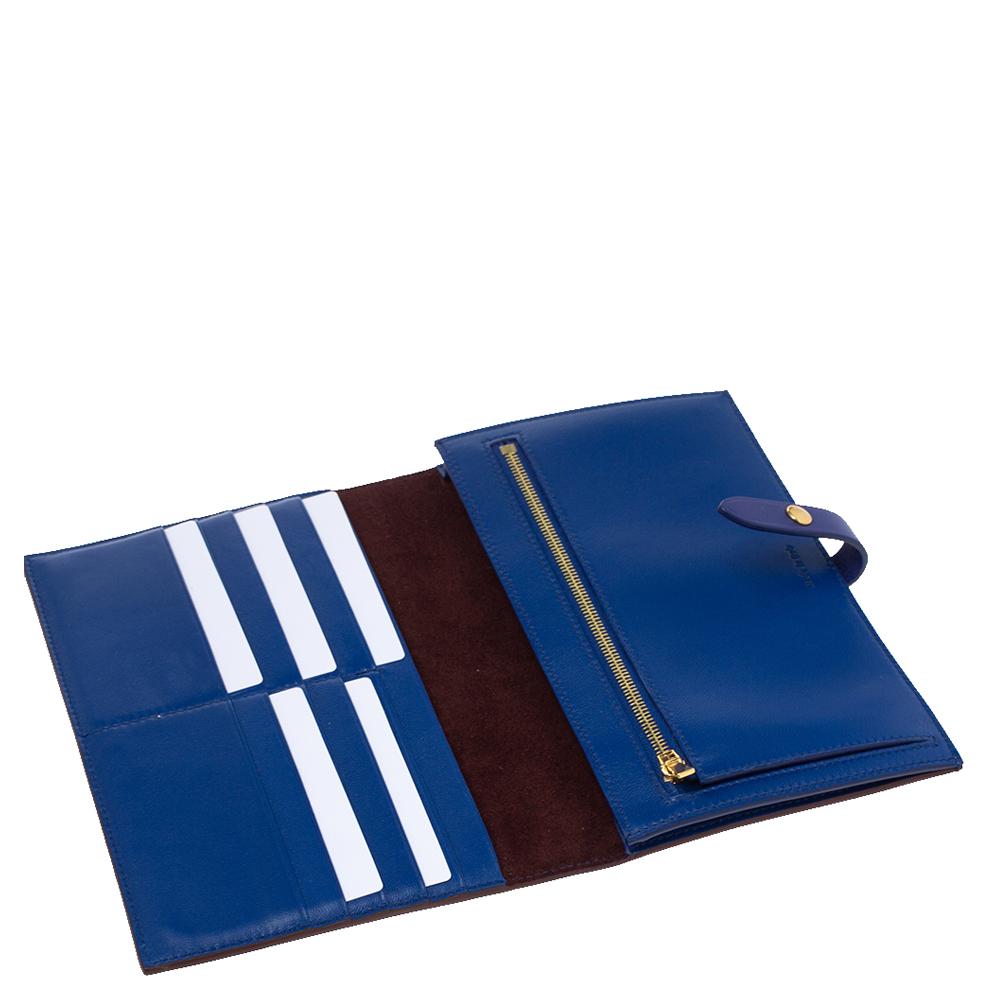 Celine Burgundy/Blue Leather Large Multifunction Strap Wallet 2
