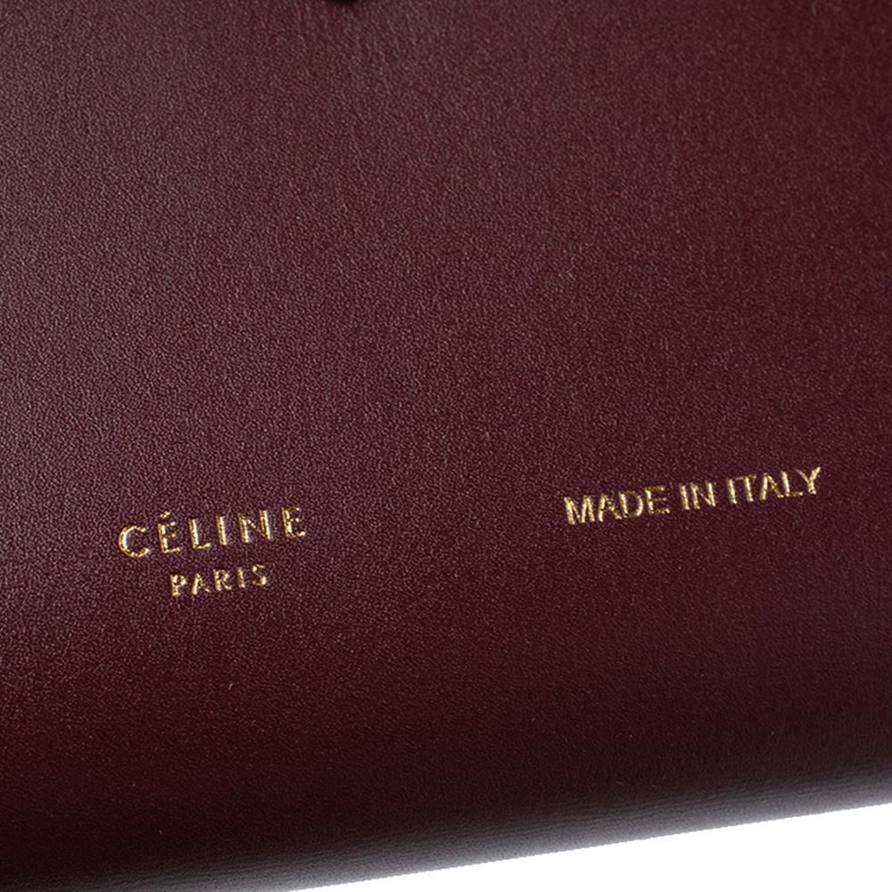Celine Burgundy/Blue Leather Large Multifunction Strap Wallet 3