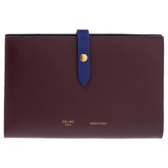 Celine Burgundy/Blue Leather Large Multifunction Strap Wallet