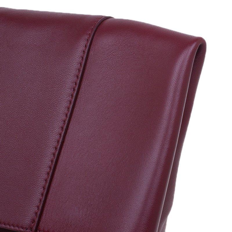 Celine Burgundy Calfskin Leather Large Folded Clutch 1