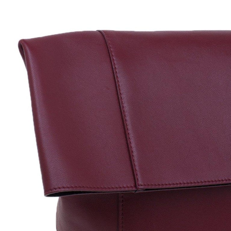 Celine Burgundy Calfskin Leather Large Folded Clutch For Sale at 1stDibs