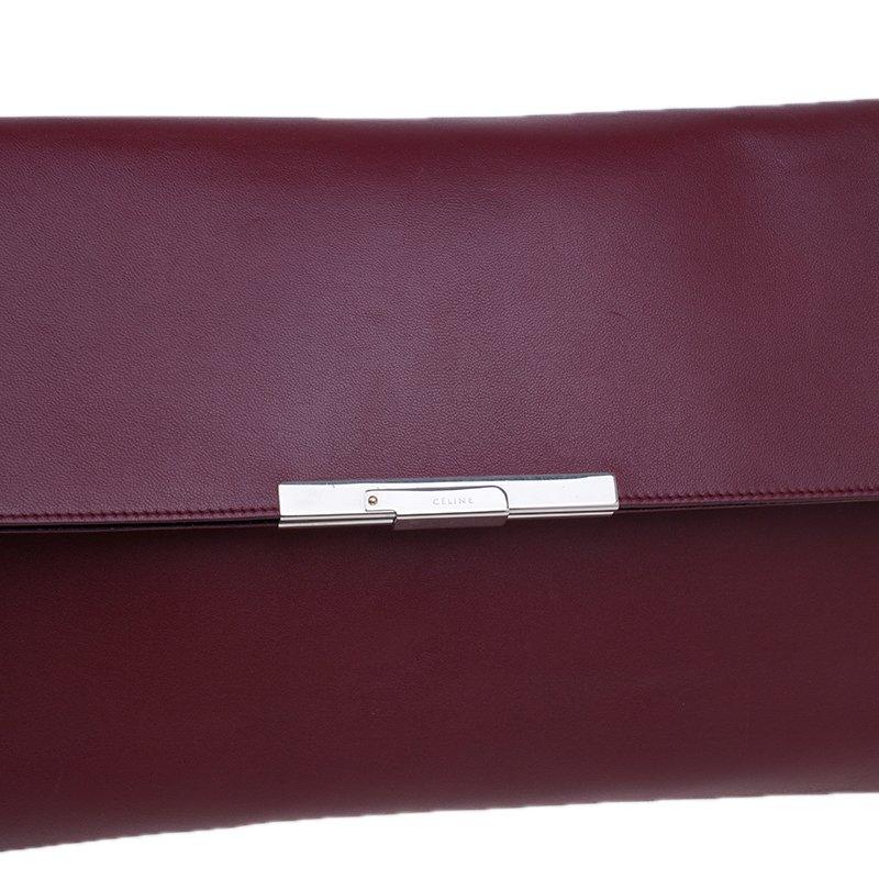 Celine Burgundy Calfskin Leather Large Folded Clutch 3